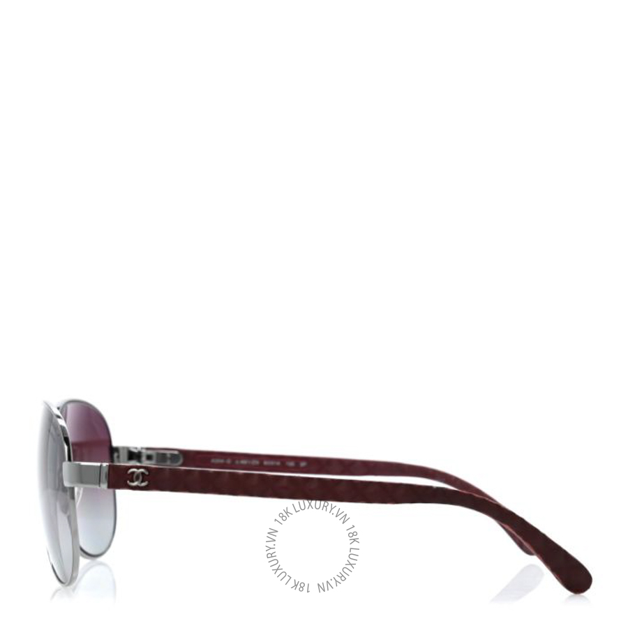 Kính Chanel Metal Lambskin Quilted CC Pilot Summer Aviator Sunglasses 4204-Q Silver Burgundy KCN045 10 Kính Chanel Metal Lambskin Quilted CC Pilot Summer Aviator Sunglasses 4204-Q Silver Burgundy KCN045
