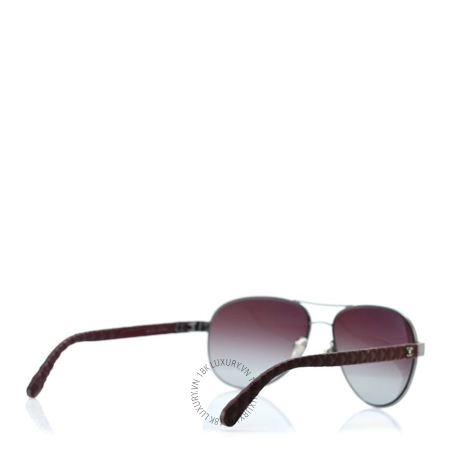 Kính Chanel Metal Lambskin Quilted CC Pilot Summer Aviator Sunglasses 4204-Q Silver Burgundy KCN045 11 Kính Chanel Metal Lambskin Quilted CC Pilot Summer Aviator Sunglasses 4204-Q Silver Burgundy KCN045