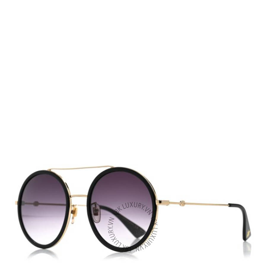 Kính Gucci Metal Round Frame Sunglasses GG0061S Black FSKG008