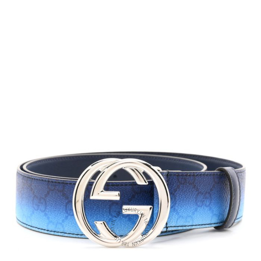 Thắt lưng Gucci Interlocking Gradient GG Chroma 40mm Belt Blue Agata TLG134