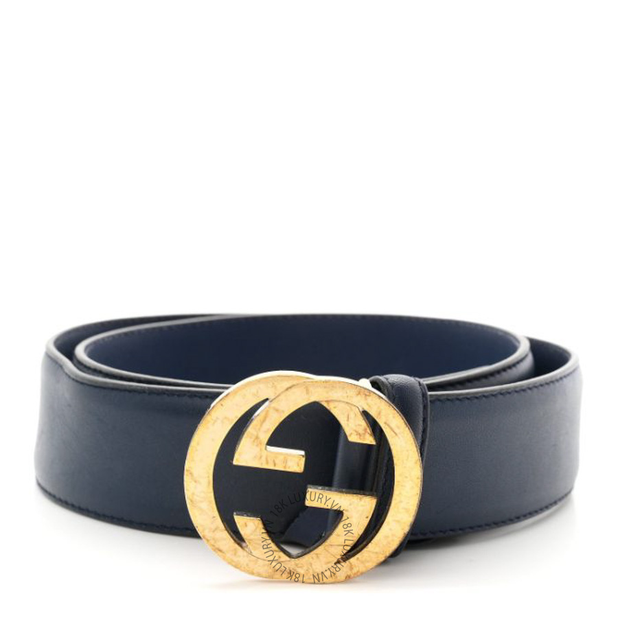 Thắt lưng Gucci Moon Calfskin Interlocking G 37mm Belt Cobalt Blue TLG148