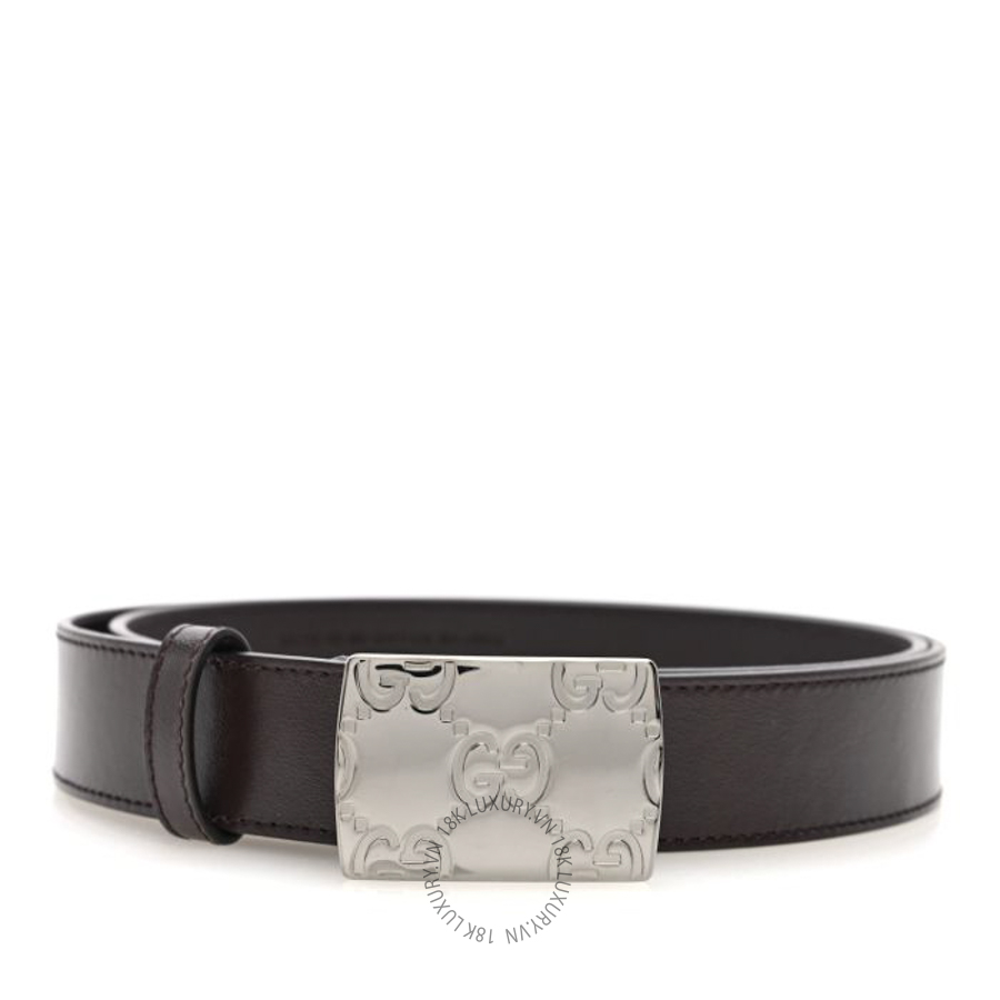 Thắt lưng Gucci Plutone Calfskin Plaque GG 30mm Belt Cocoa TLG180