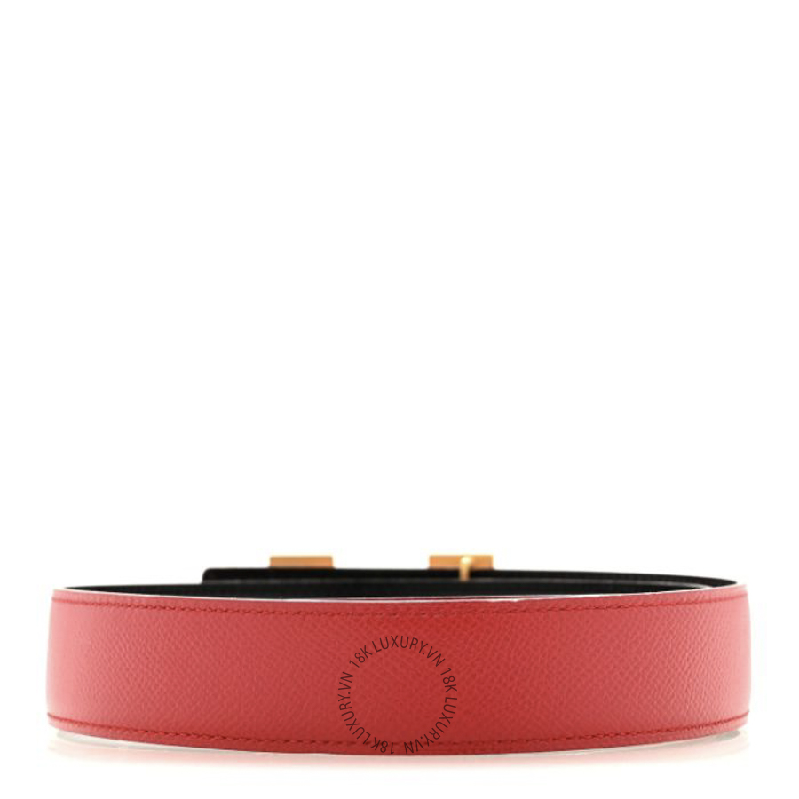 Thắt lưng Hermes Box Courchevel 32mm H Belt Black Rouge Garance AFF036