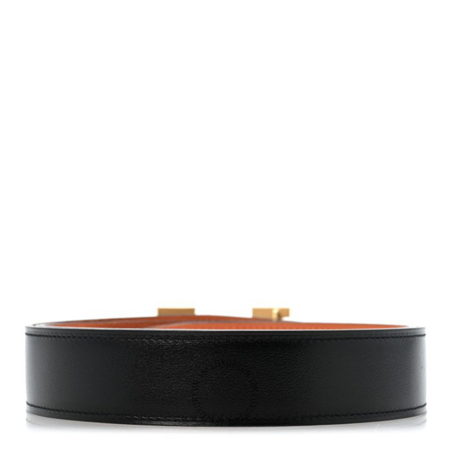 Thắt lưng Hermes Box Togo 32mm H Belt Black Orange AFF022