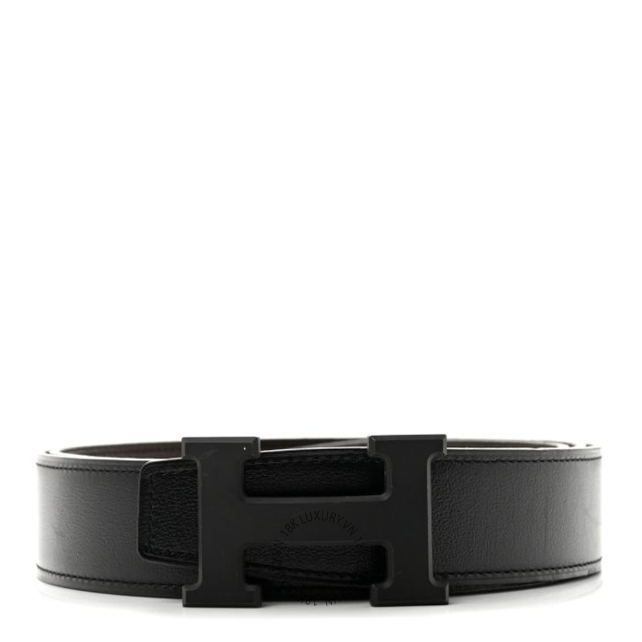Thắt lưng Hermes Box Togo 32mm Matte H Belt Black Chocolate AFF003