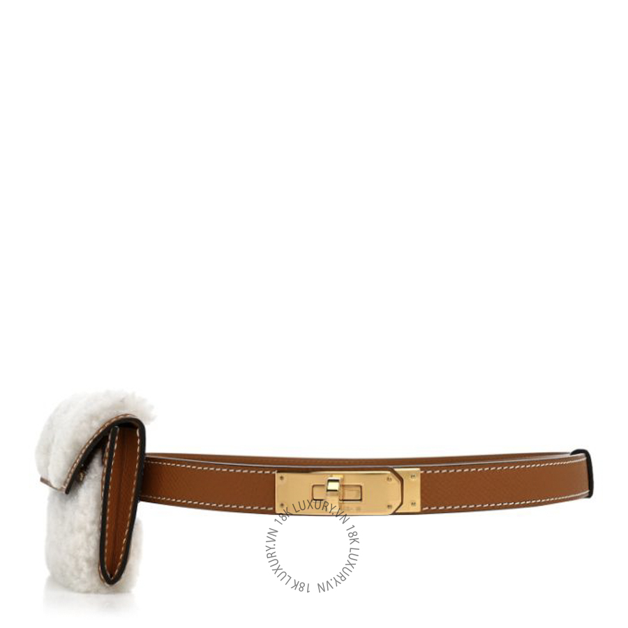 Thắt lưng Hermes Epsom Teddy Kelly Pocket Belt Gold Ecru AFF052