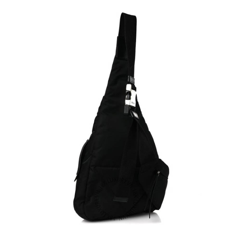 Túi bao tử Prada Re-Nylon Vitello Metal Triangle Logo Sling Backpack Black FPTP447