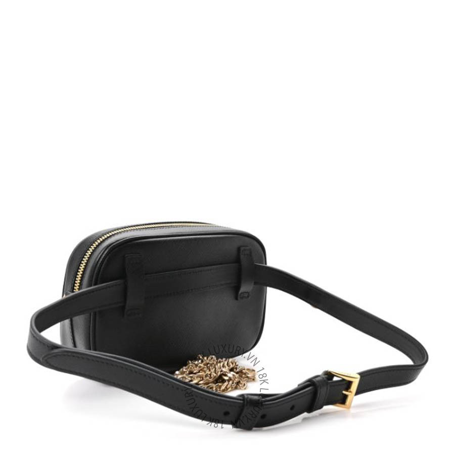 Túi bao tử Prada Saffiano Lux Metal Belt Bag Black FPTP294