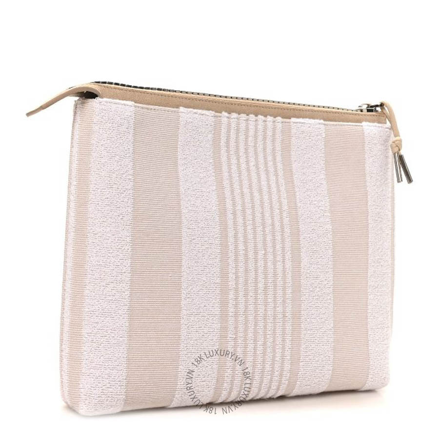 Túi cầm tay Givenchy Canvas Terry Striped Travel Pouch Ivory TGV143