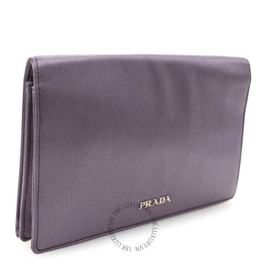 Túi cầm tay Prada Satin Raso Crystal Embellished Clutch Mirtillo FPTP224