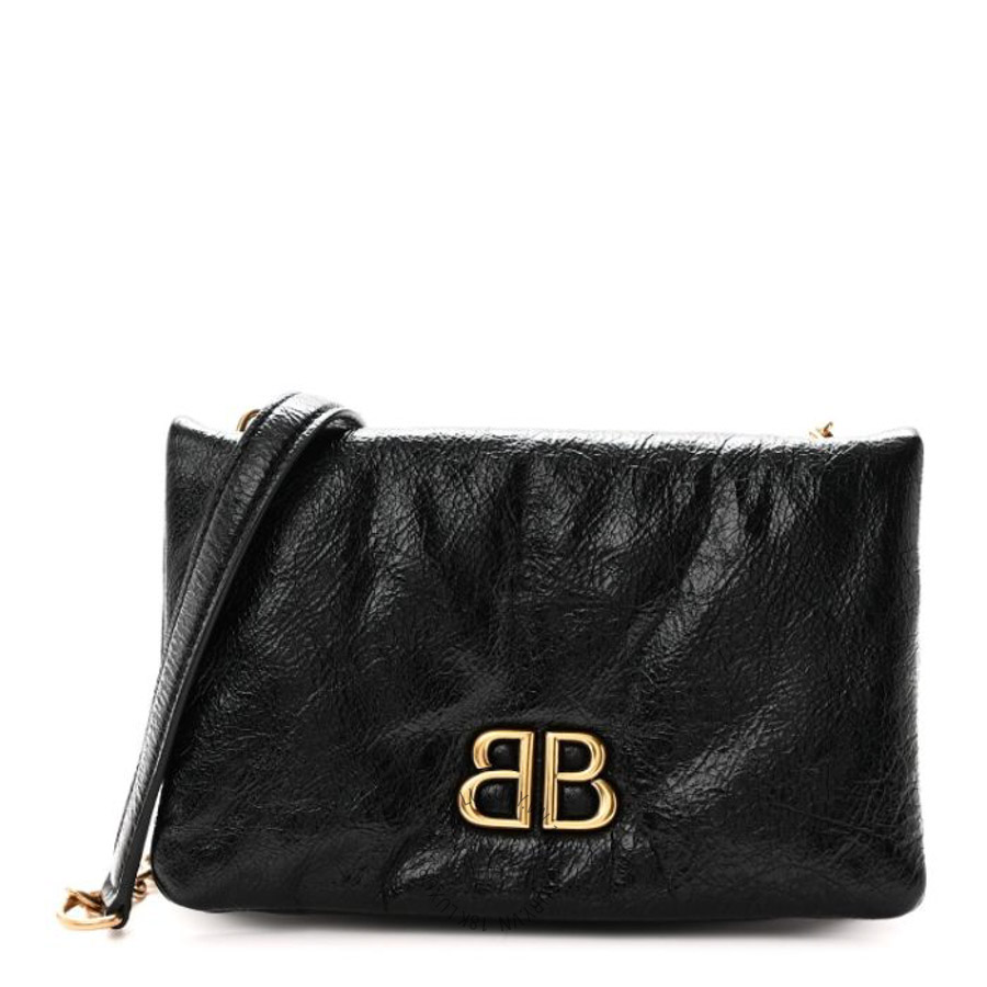 Túi đeo chéo Balenciaga Arena Calfskin Medium Monaco Chain Shoulder Bag Black BLG340