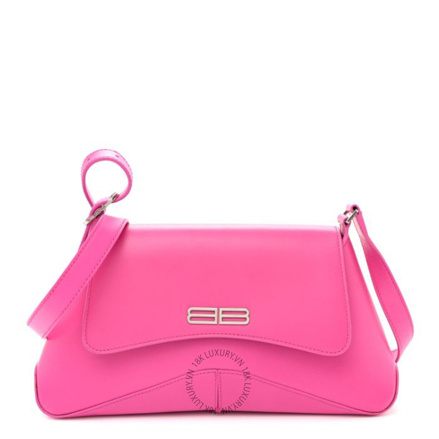 Túi đeo chéo Balenciaga Box Calfskin Medium XX Flap Bag Lipstick Pink BLG329