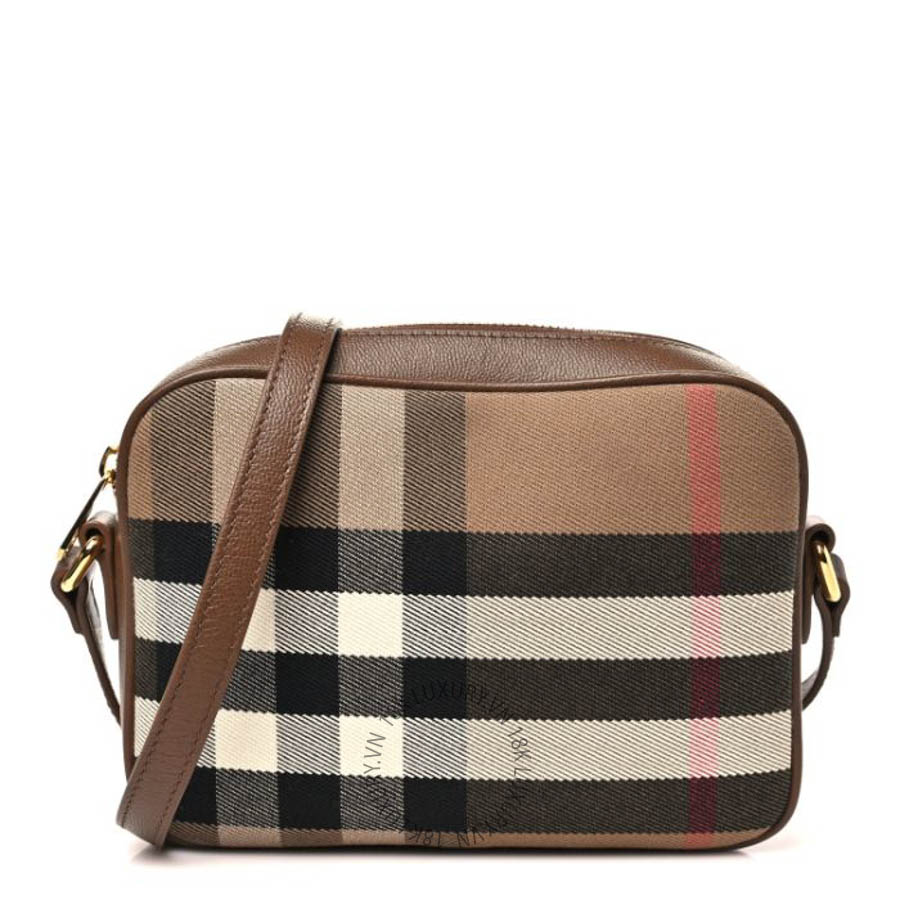 Túi đeo chéo Burberry Calfskin House Check Camera Bag Earth FPTG071