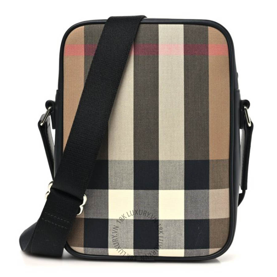 Túi đeo chéo Burberry Canvas Super Exploded Check Vertical Paddy Camera Bag Taupe Brown FPTG065