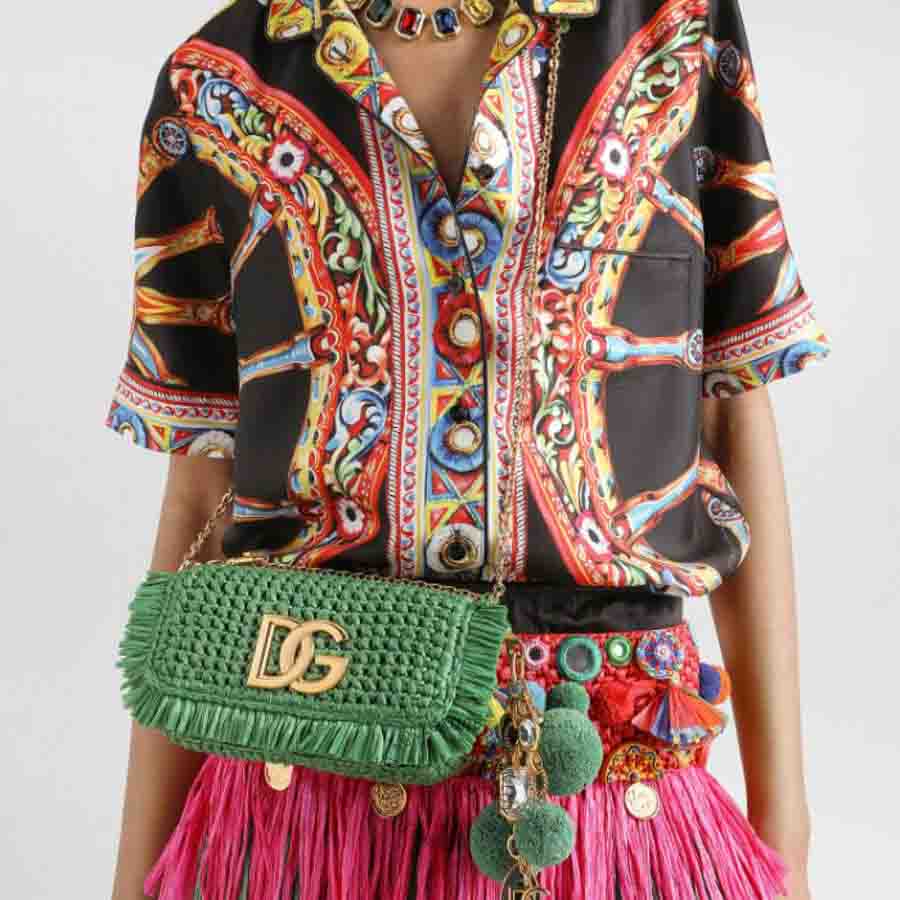 Túi đeo chéo Dolce Gabbana 3.5 shoulder bag in raffia BB7836A043880535