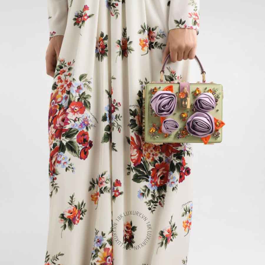 Túi đeo chéo Dolce Gabbana Dolce Box satin and patent leather handbag BB5970A025680995