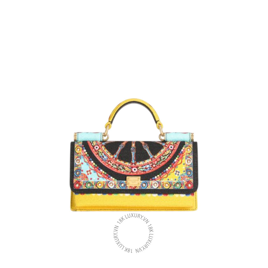 Túi đeo chéo Dolce Gabbana Phone bag in carretto-print canvas BI3280A0890HV6CK