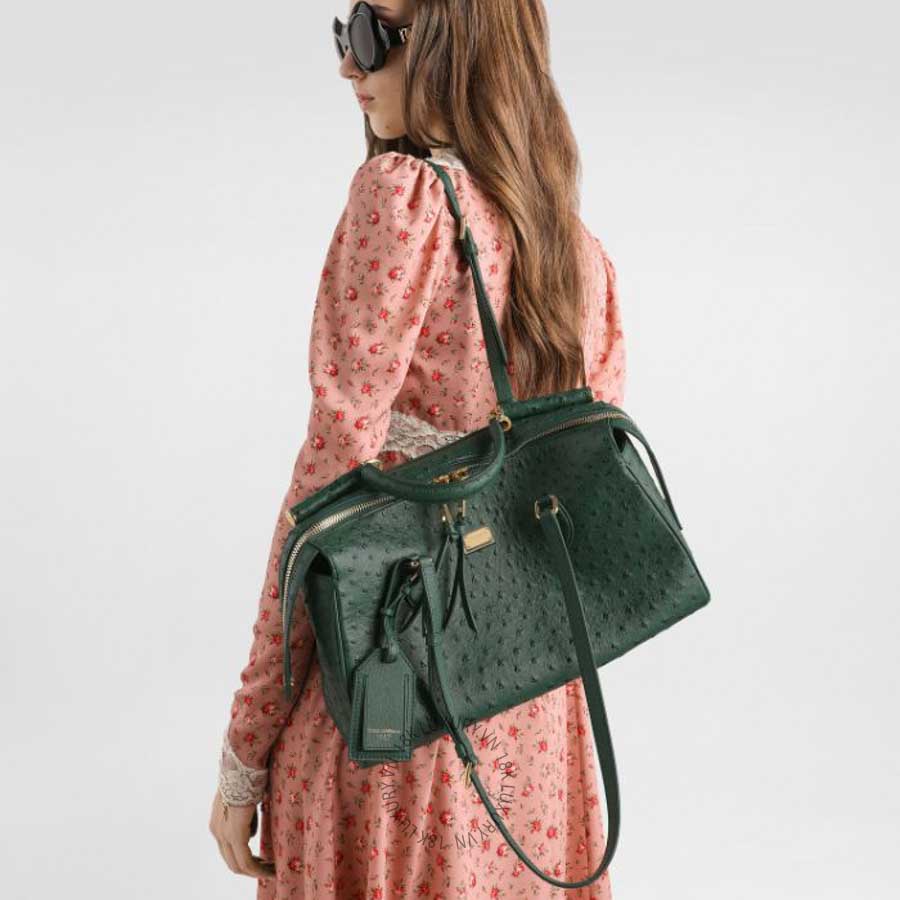 Túi đeo chéo Dolce Gabbana Vittoria ostrich leather handbag BB7844A8G3180539