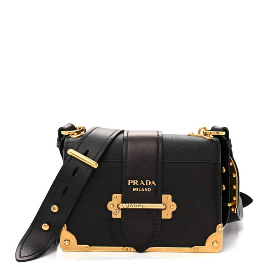 Túi đeo chéo Prada City Calf Saffiano Cahier Bag Black FPTP311