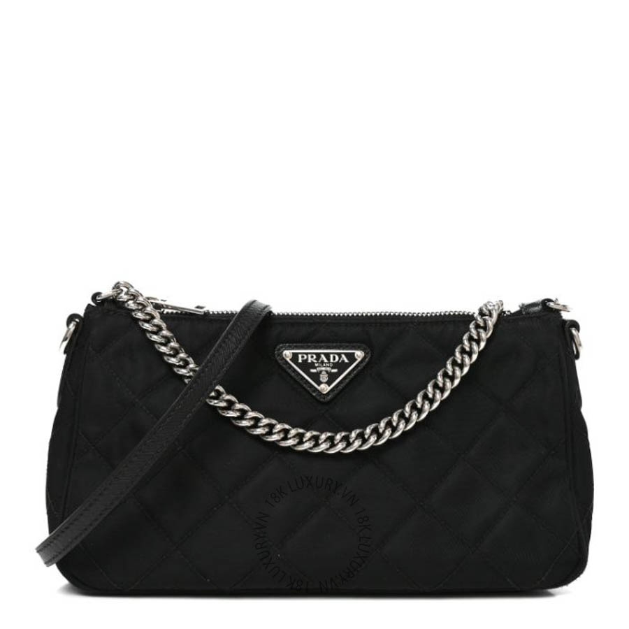 Túi đeo chéo Prada Nylon Tessuto Impuntu Quilted Crossbody Bag Black FPTP261