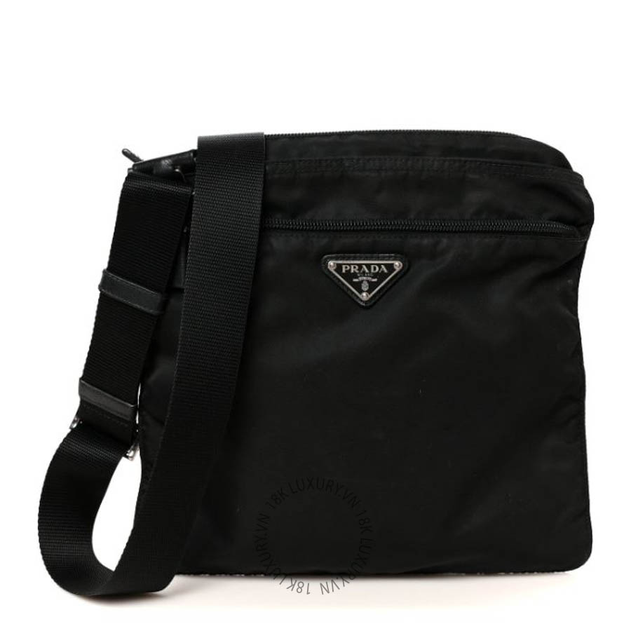 Túi đeo chéo Prada Nylon Vela Flat Messenger Bag Black FPTP016