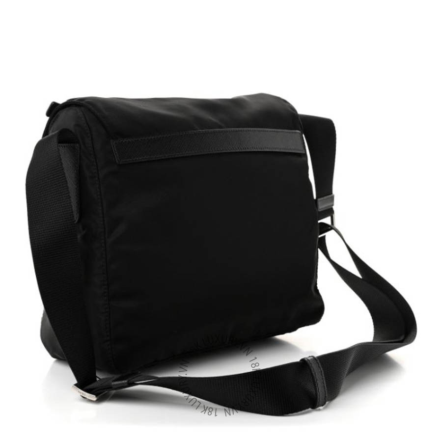 Túi đeo chéo Prada Nylon Vela Saffiano Single Buckle Messenger Shoulder Bag Black FPTP265