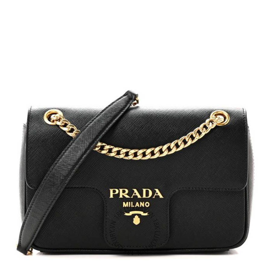 Túi đeo chéo Prada Saffiano Flap Shoulder Bag Black FPTP425