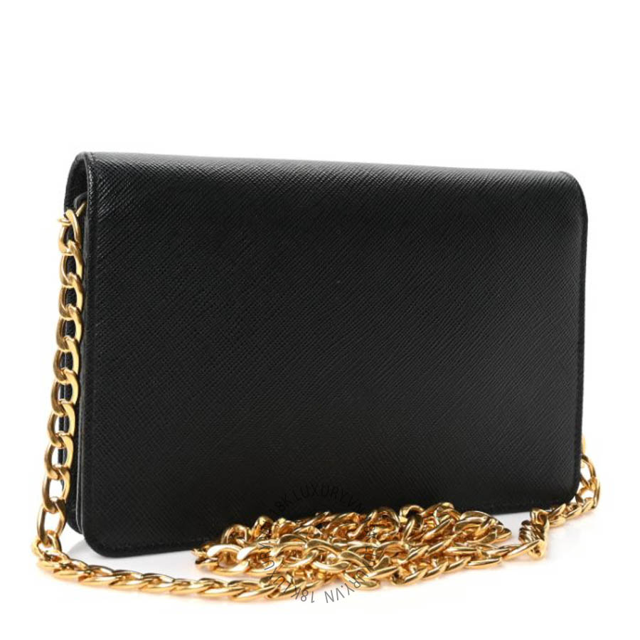 Túi đeo chéo Prada Saffiano Lux Chain Wallet Black FPTP146