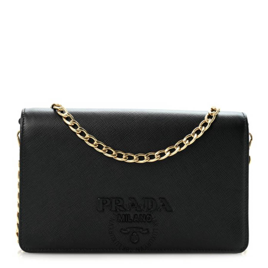 Túi đeo chéo Prada Saffiano Lux Monochrome Chain Wallet Black FPTP262