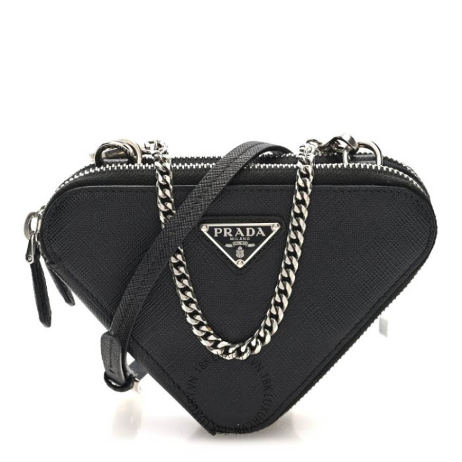 Túi đeo chéo Prada Saffiano Mini Triangle Crossbody Pouch Black FPTP355
