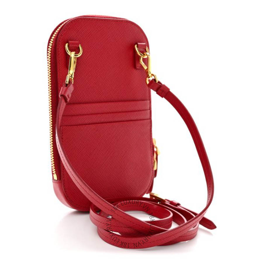 Túi đeo chéo Prada Saffiano Triangle Phone Case Fuoco FPTP166