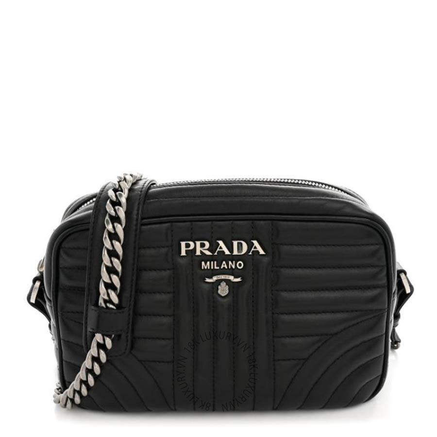 Túi đeo chéo Prada Soft Calfskin Diagramme Camera Bag Black FPTP140