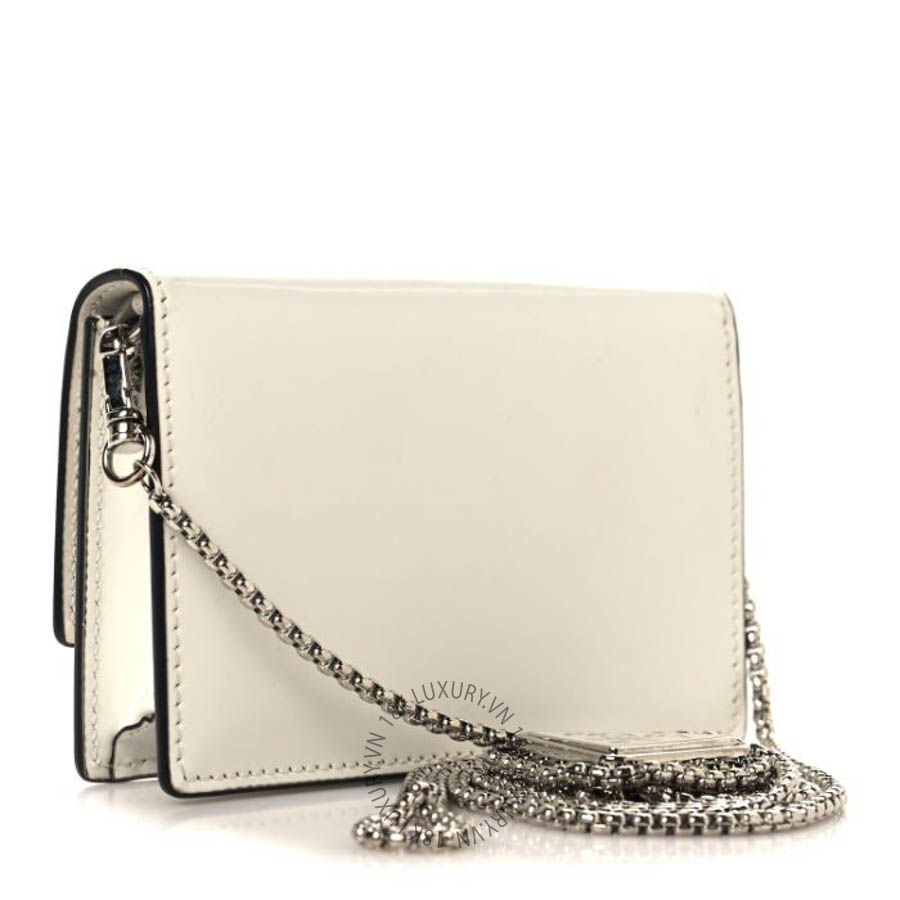 Túi đeo chéo Prada Spazzolato Card Holder With Chain White FPTP208