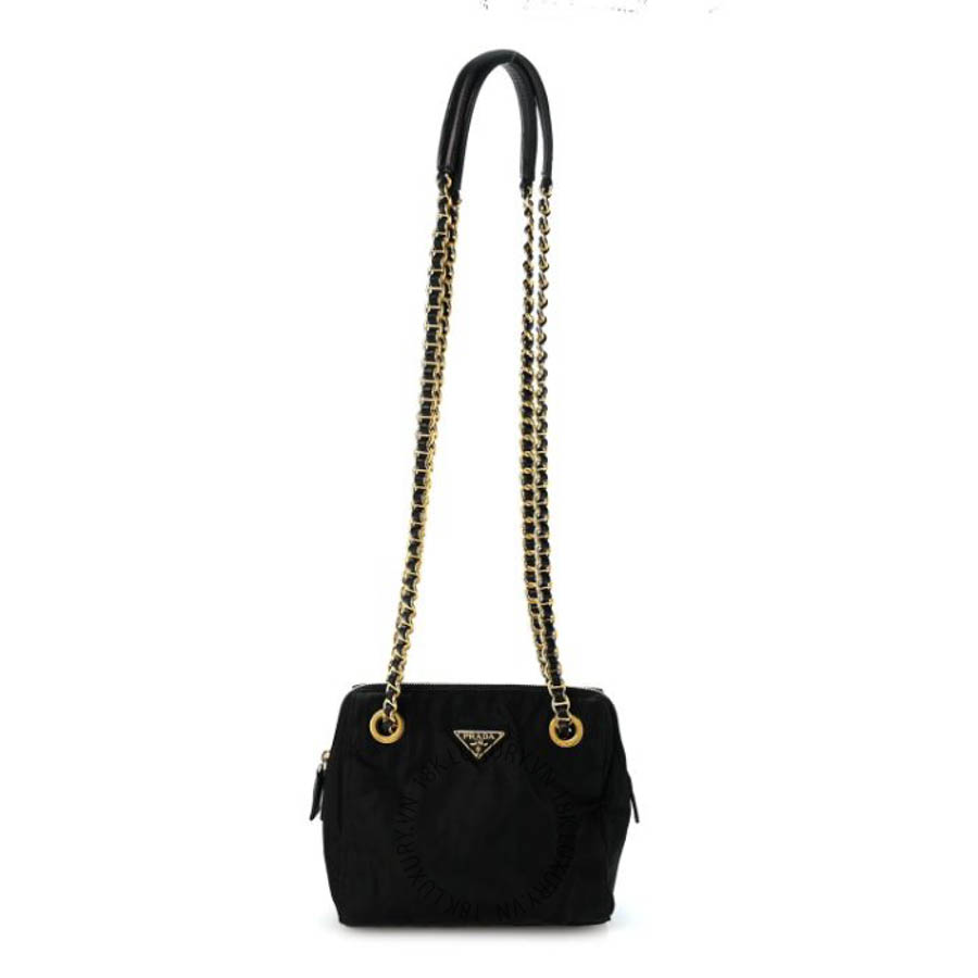 Túi đeo chéo Prada Tessuto Nylon Acciaio Chain Shoulder Bag Black FPTP090