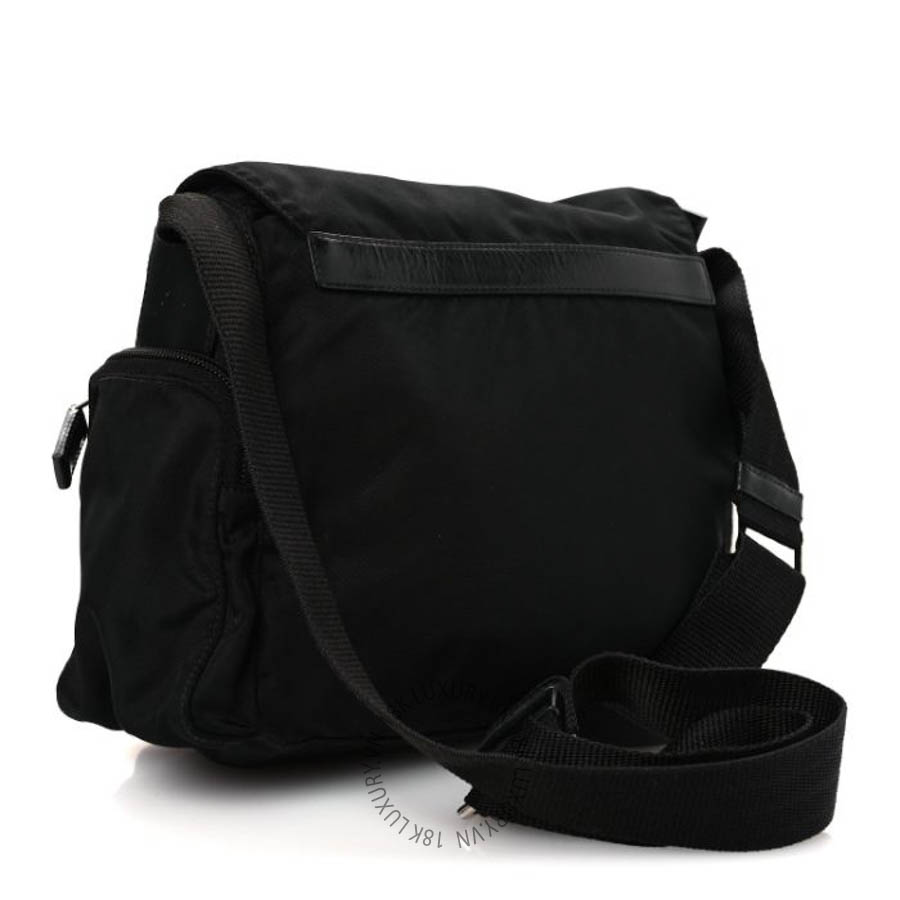 Túi đeo chéo Prada Tessuto Nylon Saffiano Small Vela Messenger Black FPTP050
