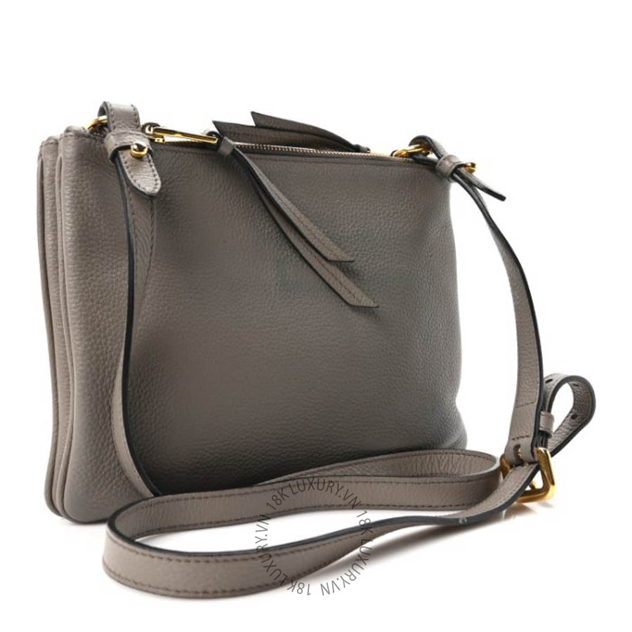 Túi đeo chéo Prada Vitello Phenix Double Zip Crossbody Bag Argilla FPTP100