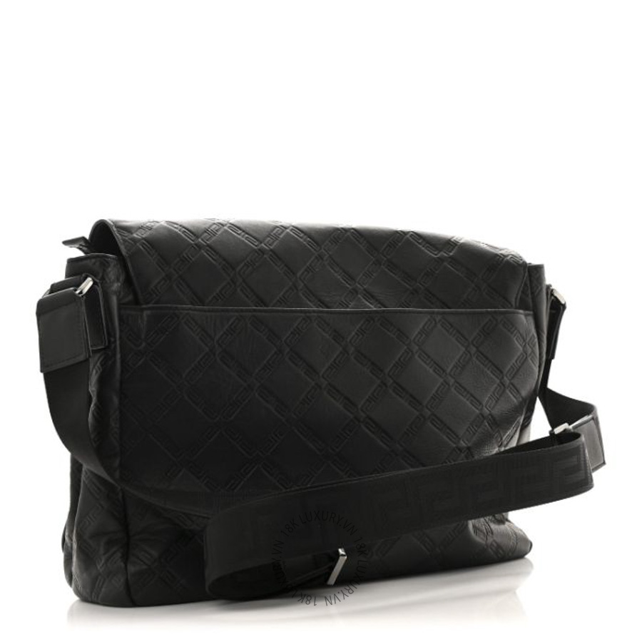 Túi đeo chéo Versace Calfskin Embossed Medusa Messenger Bag Black TVS20