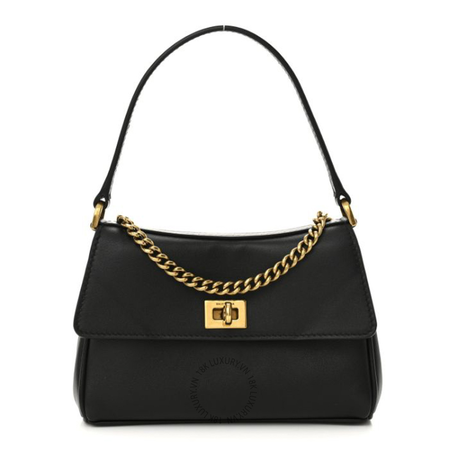 Túi mini Balenciaga Natural Smooth Calfskin Nano Rodeo Top Handle Handbag Black BLG008