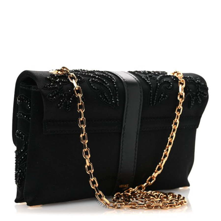Túi mini Versace Satin Crystal Mini Kleio Crossbody Bag Black TVS14