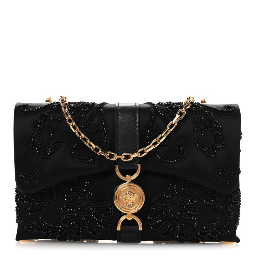 Túi mini Versace Satin Crystal Mini Kleio Crossbody Bag Black TVS14