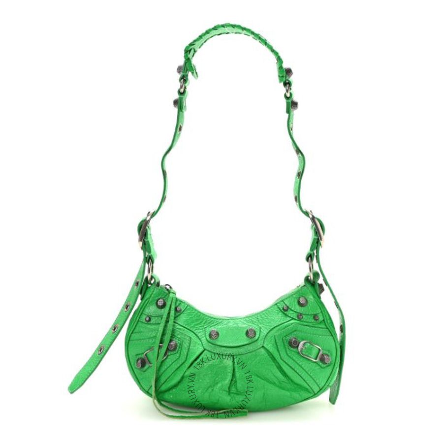 Túi xách Balenciaga Agneau Arena Le Cagole Shoulder Bag XS Vivid Green BLG097
