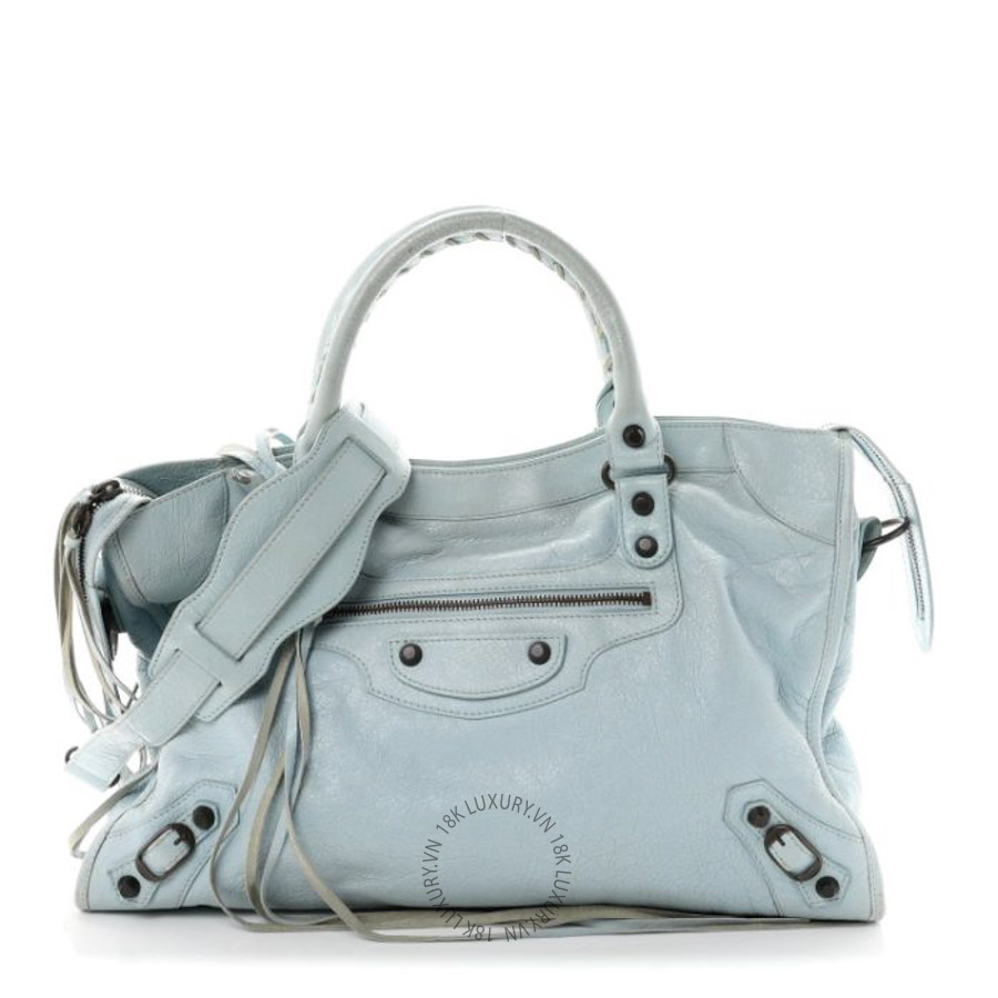Túi xách Balenciaga Agneau Classic Hardware City Bleu Dragee BLG058