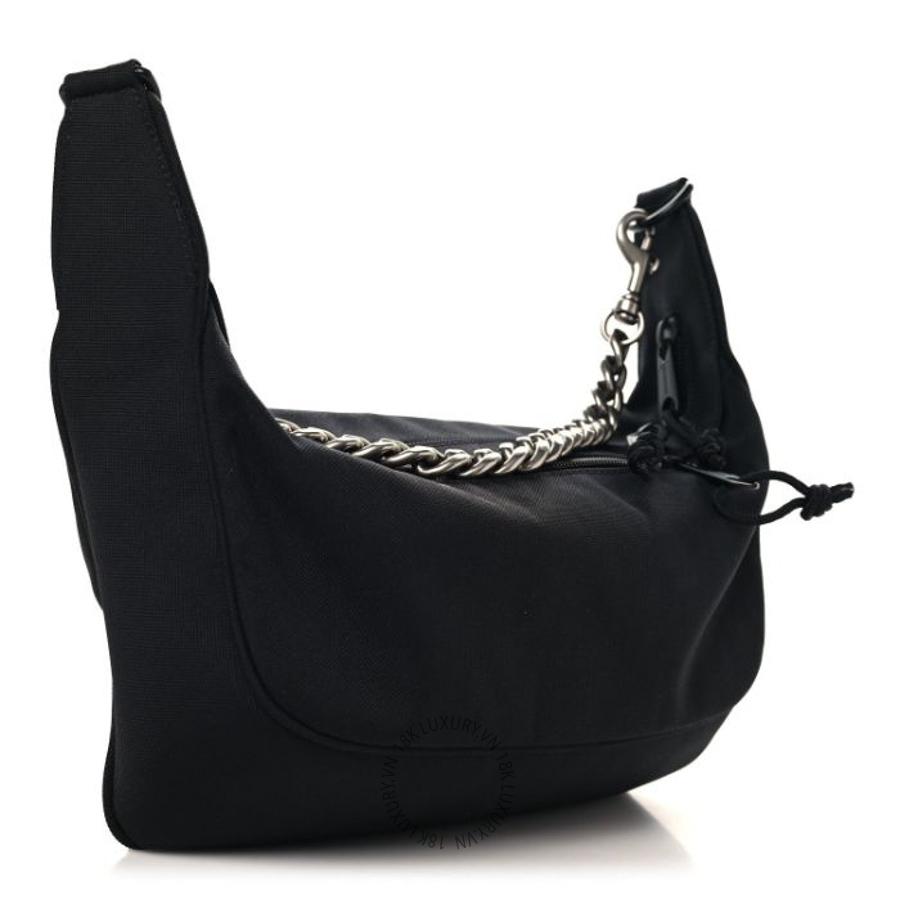 Túi xách Balenciaga Recycled Sport Nylon Chain Logo Medium Raver Bag Black BLG349