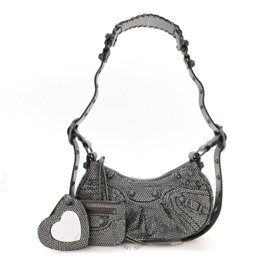 Túi xách Balenciaga Rhinestone Encrusted Le Cagole Shoulder Bag XS Silver BLG400