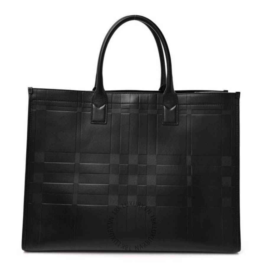 Túi xách Burberry Calfskin Denny Check Embossed Tote Black FPTG137