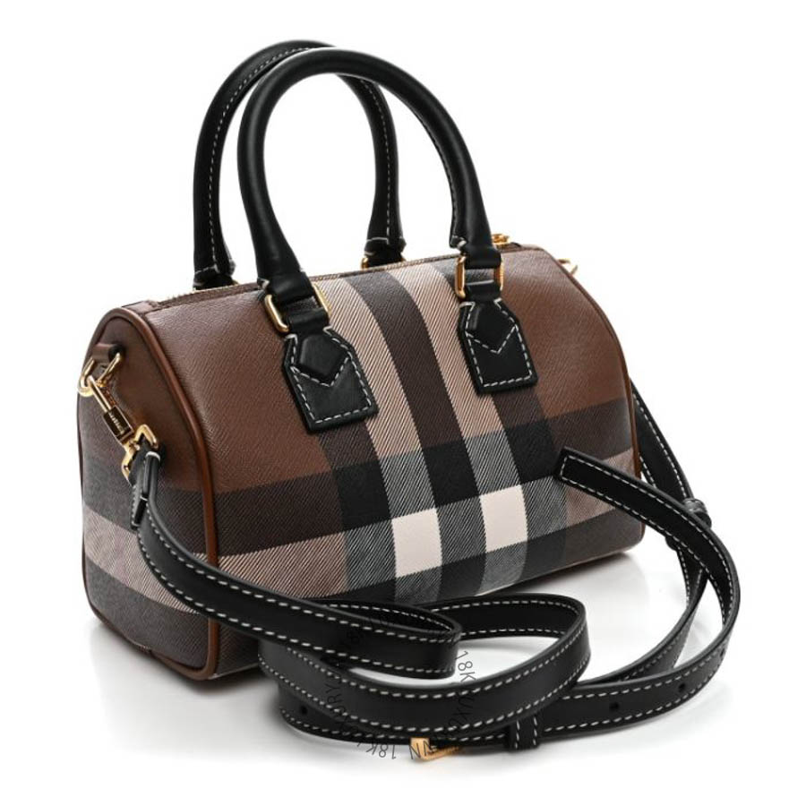 Túi xách Burberry E-canvas Check Mini Bowling Bag Dark Birch Brown FPTG138