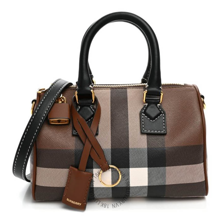 Túi xách Burberry E-canvas Check Mini Bowling Bag Dark Birch Brown FPTG138
