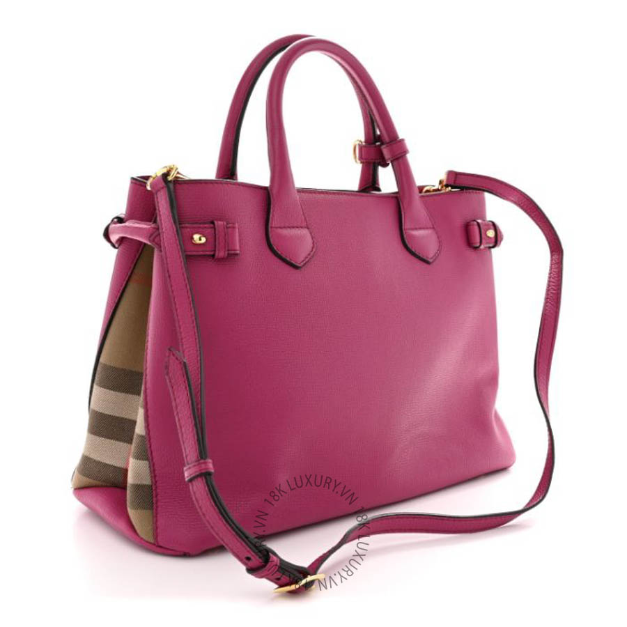 Túi xách Burberry Grainy Calfskin House Check Medium Banner Tote Brilliant Fuchsia FPTG089