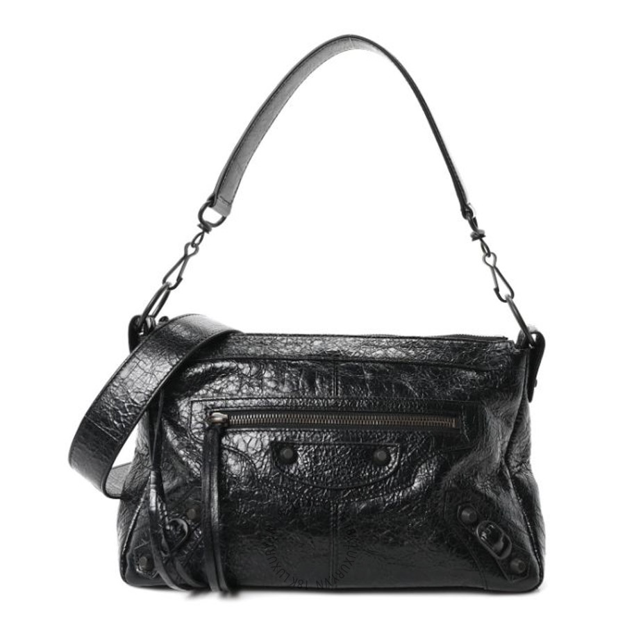 Túi xách đeo chéo Balenciaga Agneau Arena Classic Hardware Le City Mini Black BLG041