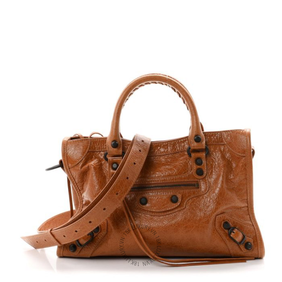 Túi xách đeo chéo Balenciaga Agneau Arena Classic Hardware Small Le City Camel BLG153